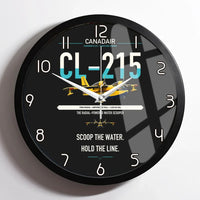 Thumbnail for Canadair CL-215 design on black framed wall clock