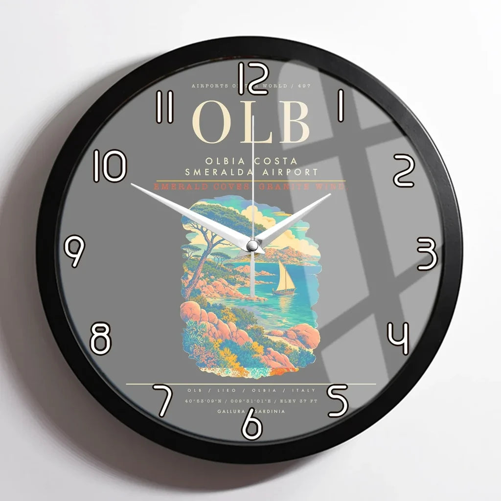 Olbia Costa Smeralda Airport OLB Wall-Clock Framed - Gray