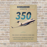 Thumbnail for Bombardier Challenger 350 vertical canvas print - no frame - beige background