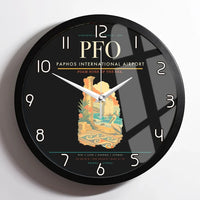 Thumbnail for Paphos International Airport (PFO) design on black framed wall clock