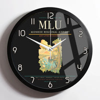 Thumbnail for Monroe Regional Airport (MLU) design on black framed wall clock