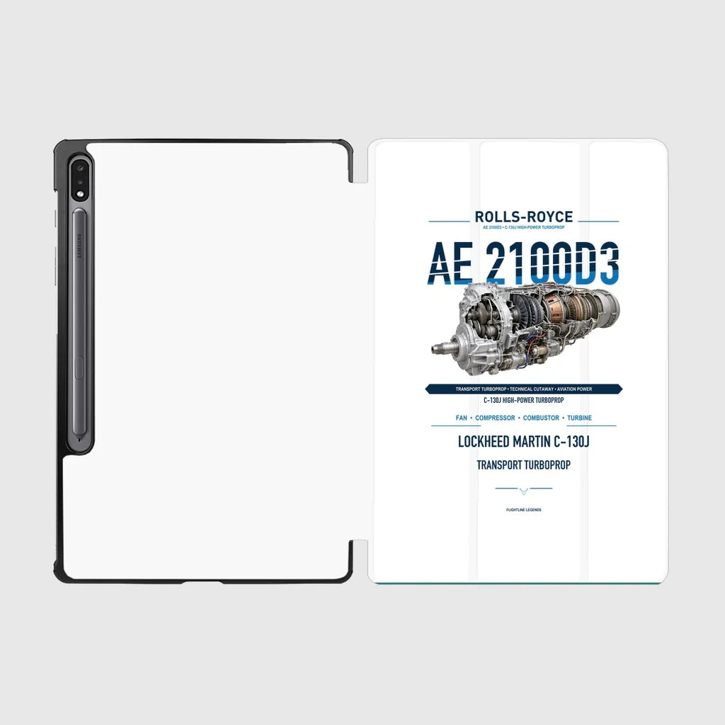 AE 2100D3 design on white samsung tablet tablet case