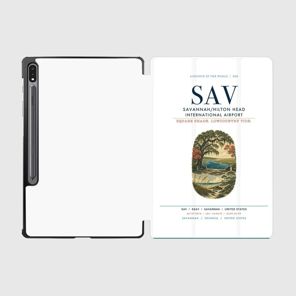 Savannah-Hilton Head International Airport (SAV) design on white samsung tablet tablet case