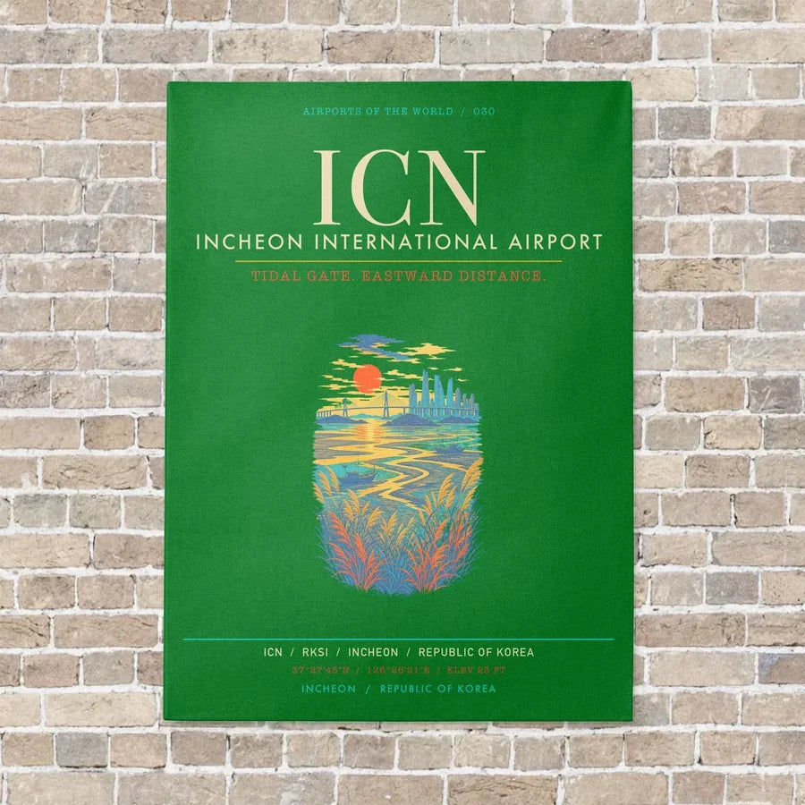 Incheon International Airport ICN - Canvas Framed - Green