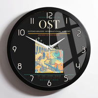 Thumbnail for Ostend-Bruges International Airport (OST) design on black framed wall clock