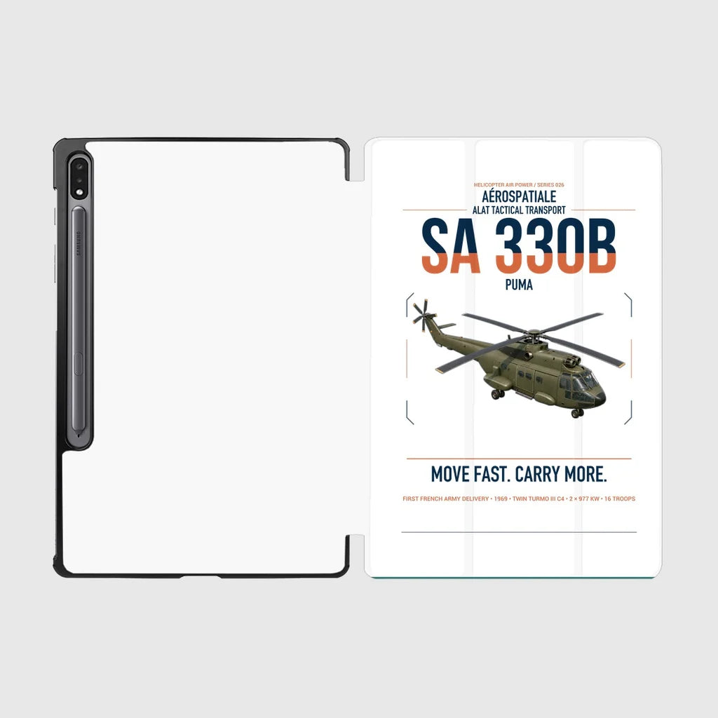 Aérospatiale SA 330B Puma design on white samsung tablet tablet case