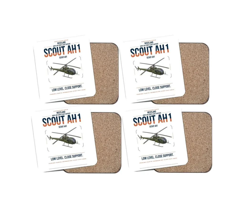 Westland Scout AH1 design on white 4 pieces set coaster