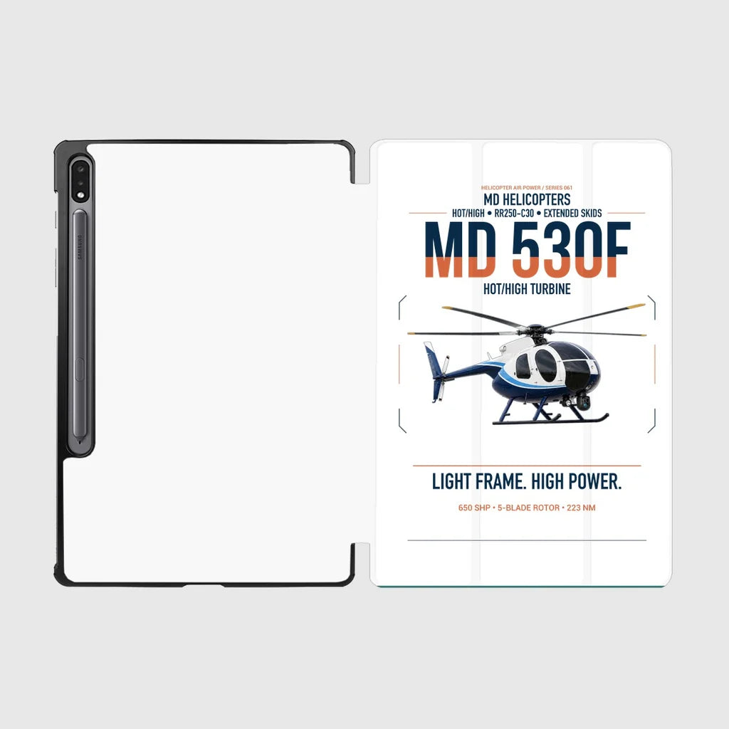 MD Helicopters MD 530F design on white samsung tablet tablet case