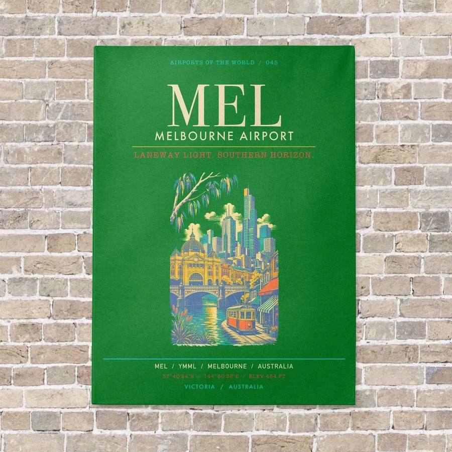 Melbourne Airport MEL - Canvas Framed - Green