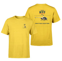Thumbnail for Robinson R22 Beta II design on yellow t-shirt, double-side print