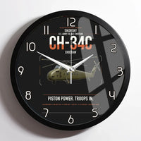 Thumbnail for Sikorsky CH-34C Choctaw design on black framed wall clock
