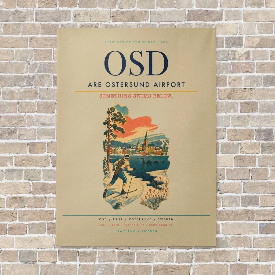 Are Ostersund Airport OSD vertical canvas print - no frame - beige background