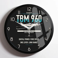 Thumbnail for Daher TBM 960 design on black framed wall clock