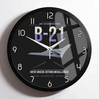 Thumbnail for B-21 Raider design on black framed wall clock