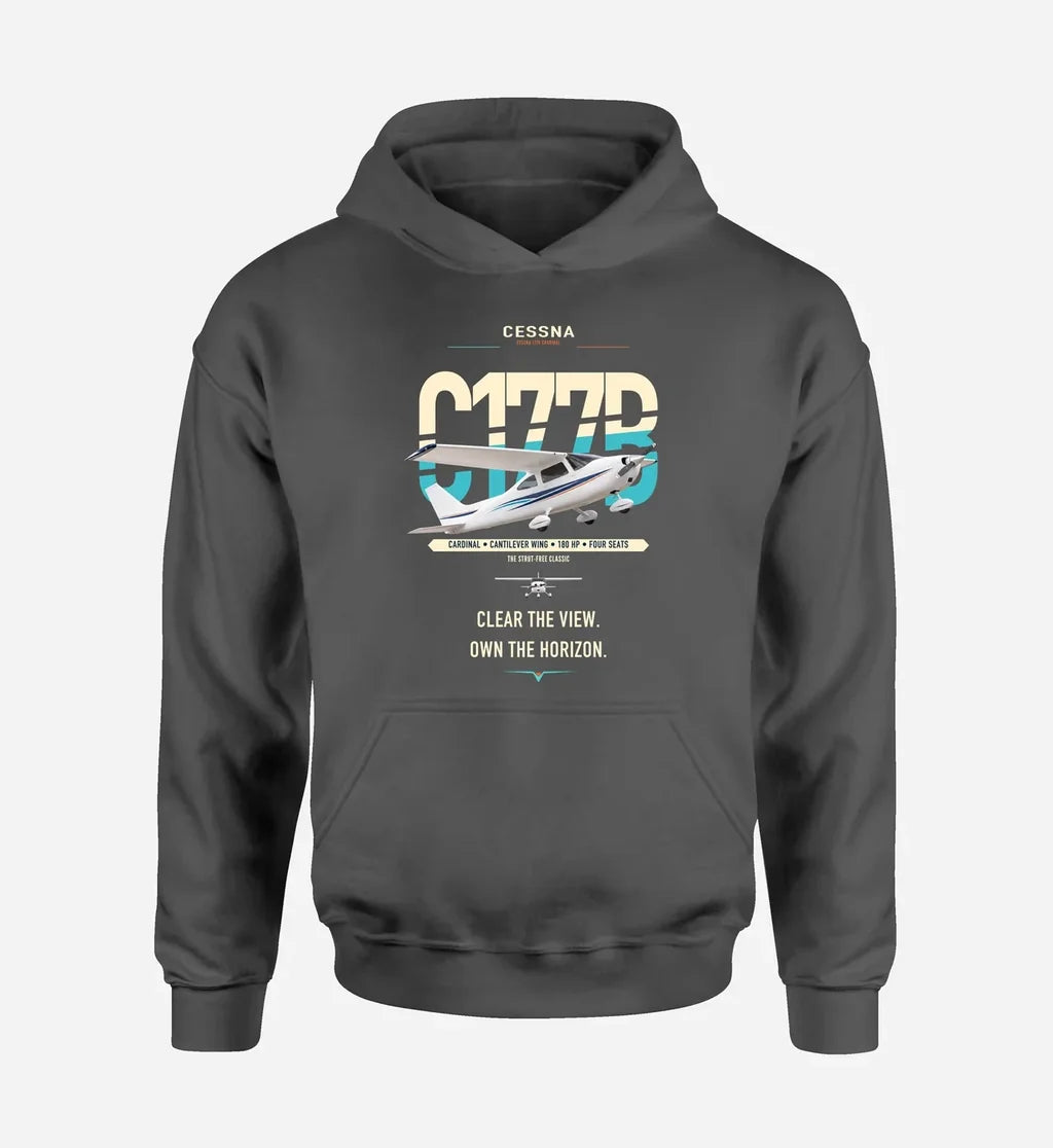 Cessna 177B Cardinal design on dark gray double-side hoodie, single-side print