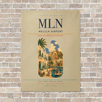 Thumbnail for Melilla Airport MLN vertical canvas print - no frame - beige background