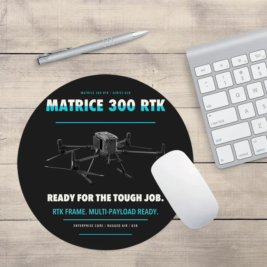 DJI Matrice 300 RTK design on black round mouse pad