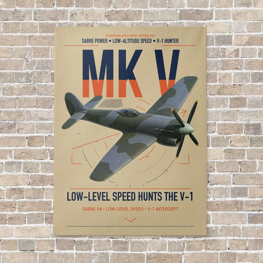 Hawker Tempest Mk V vertical canvas print - no frame - beige background
