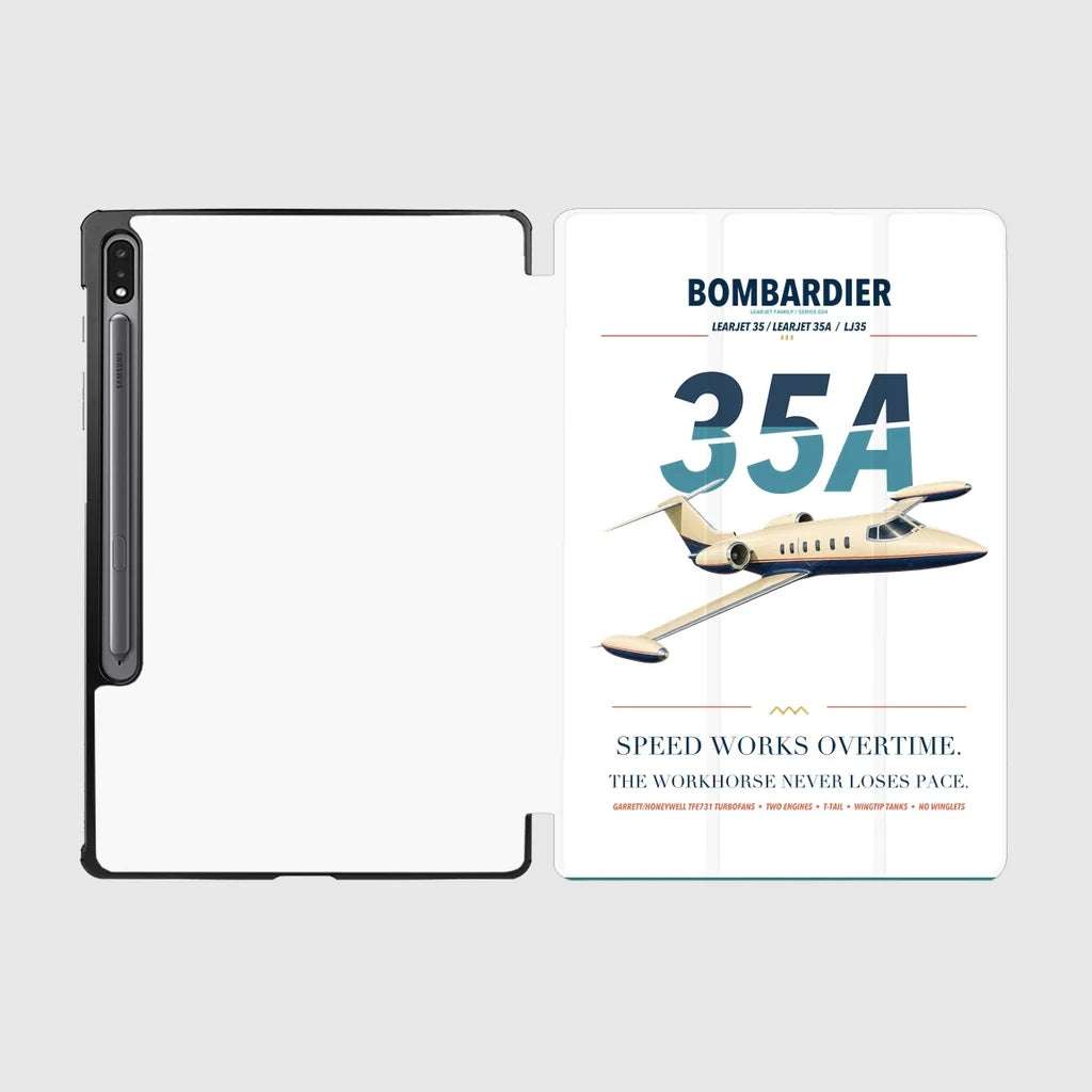 Bombardier Learjet 35A design on white samsung tablet tablet case