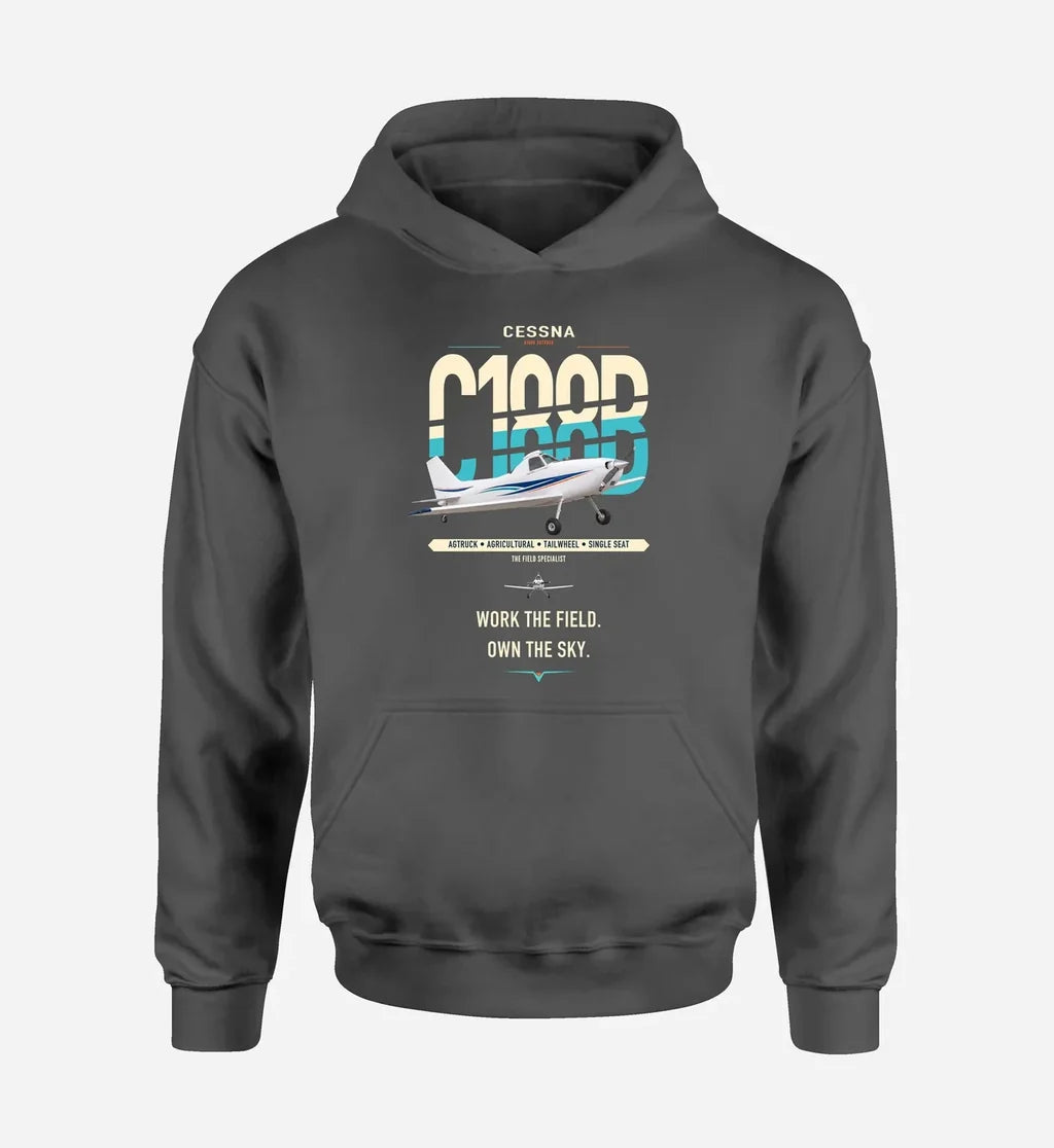 Cessna A188B AgTruck design on dark gray double-side hoodie, single-side print