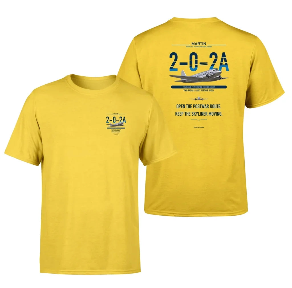 Martin 2-0-2A design on yellow t shirt