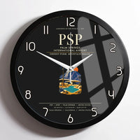 Thumbnail for Palm Springs International Airport (PSP) design on black framed wall clock