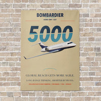 Thumbnail for Bombardier Global 5000 vertical canvas print - no frame - beige background