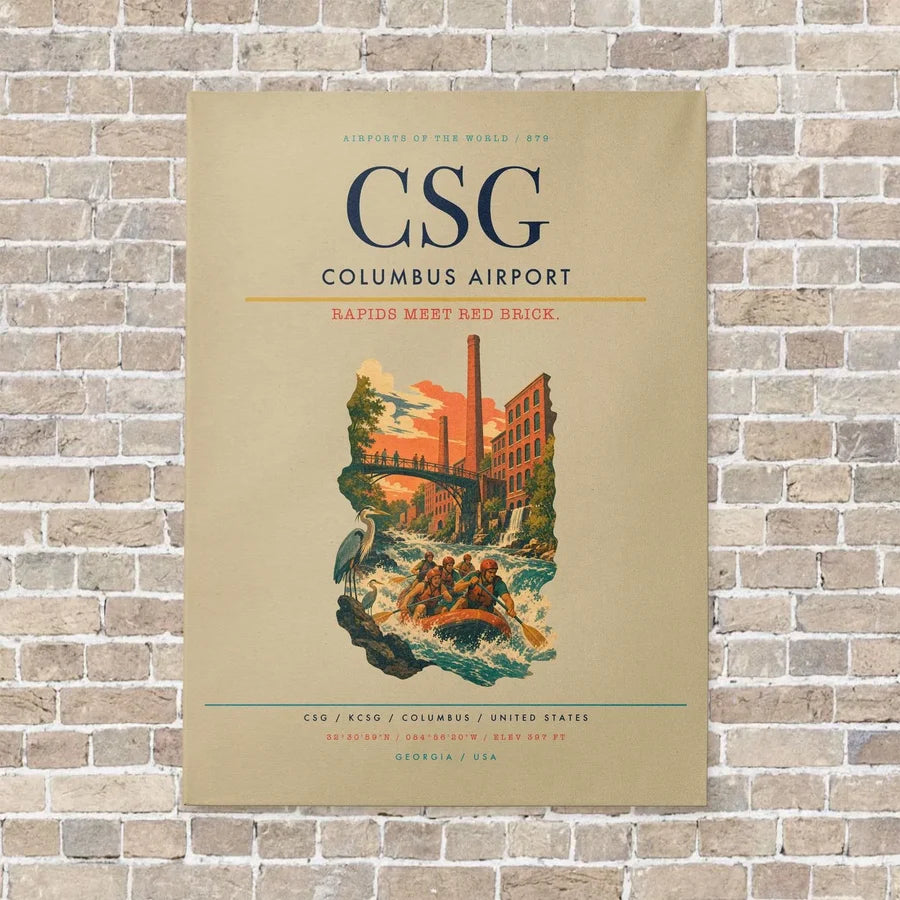 Columbus Airport CSG vertical canvas print - no frame - beige background