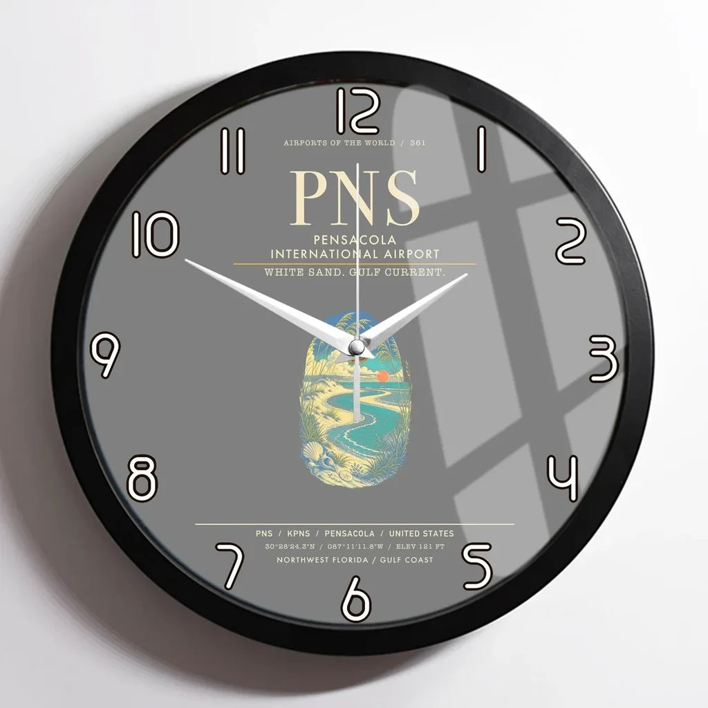 Pensacola International Airport PNS Wall-Clock Framed - Gray