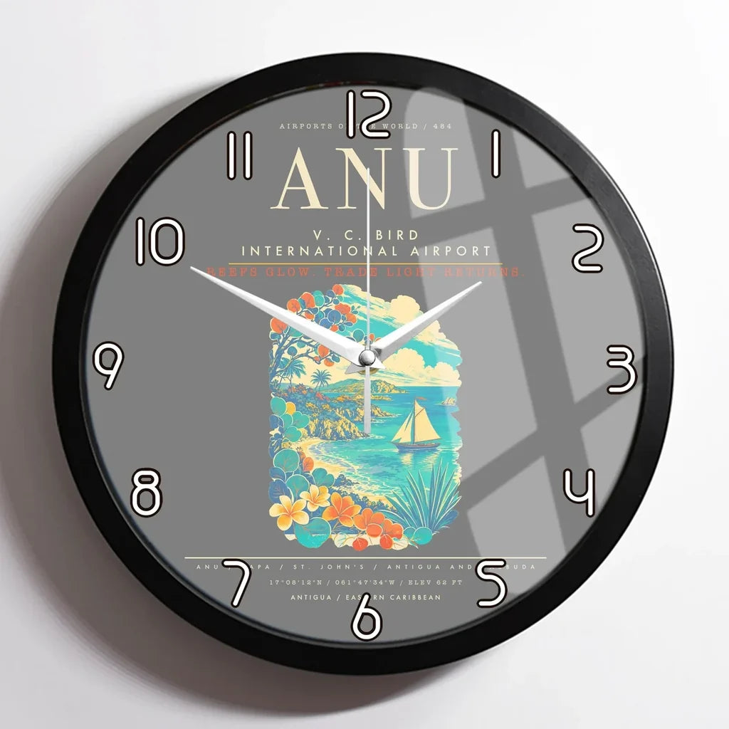 V. C. Bird International Airport ANU Wall-Clock Framed - Gray