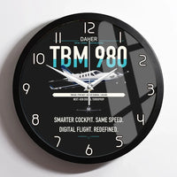 Thumbnail for Daher TBM 980 design on black framed wall clock