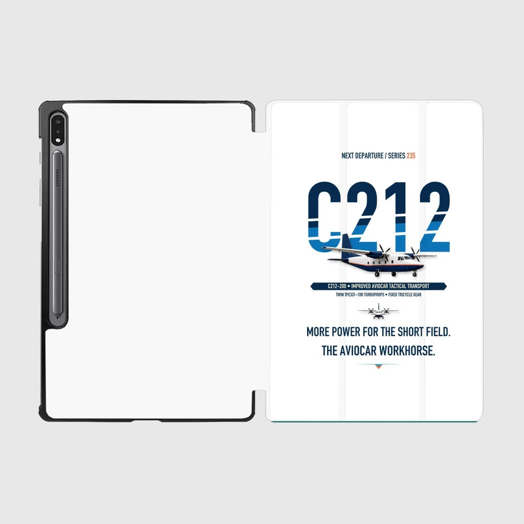 CASA C-212-200 Aviocar design on white samsung tablet tablet case