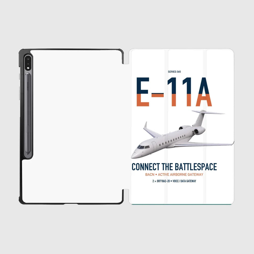 E-11A BACN design on white samsung tablet tablet case