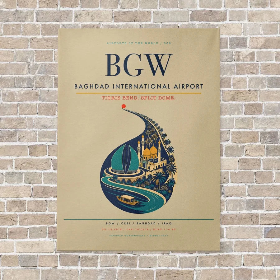 Baghdad International Airport BGW - Canvas No Frame - Beige