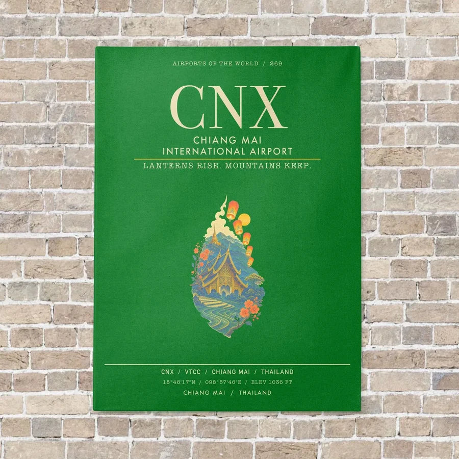 Chiang Mai International Airport CNX - Canvas Framed - Green