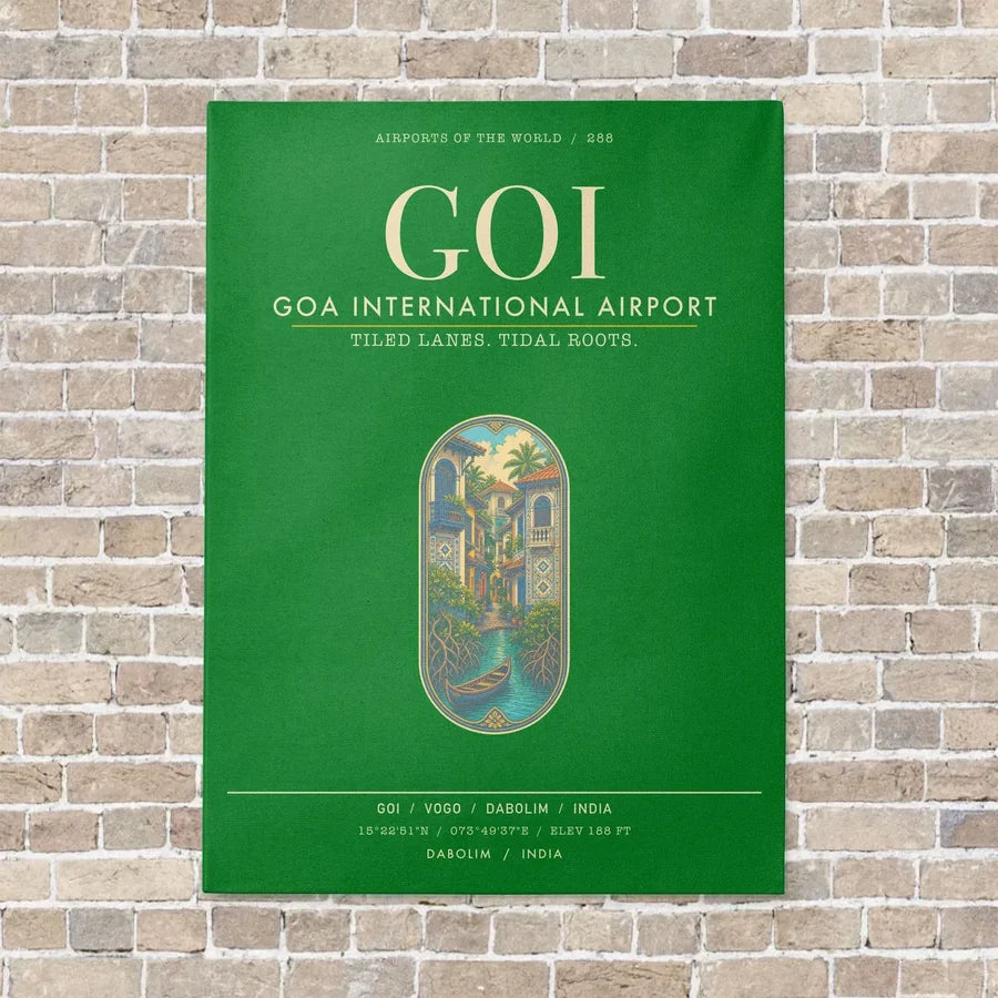 Goa International Airport Dabolim GOI - Canvas Framed - Green