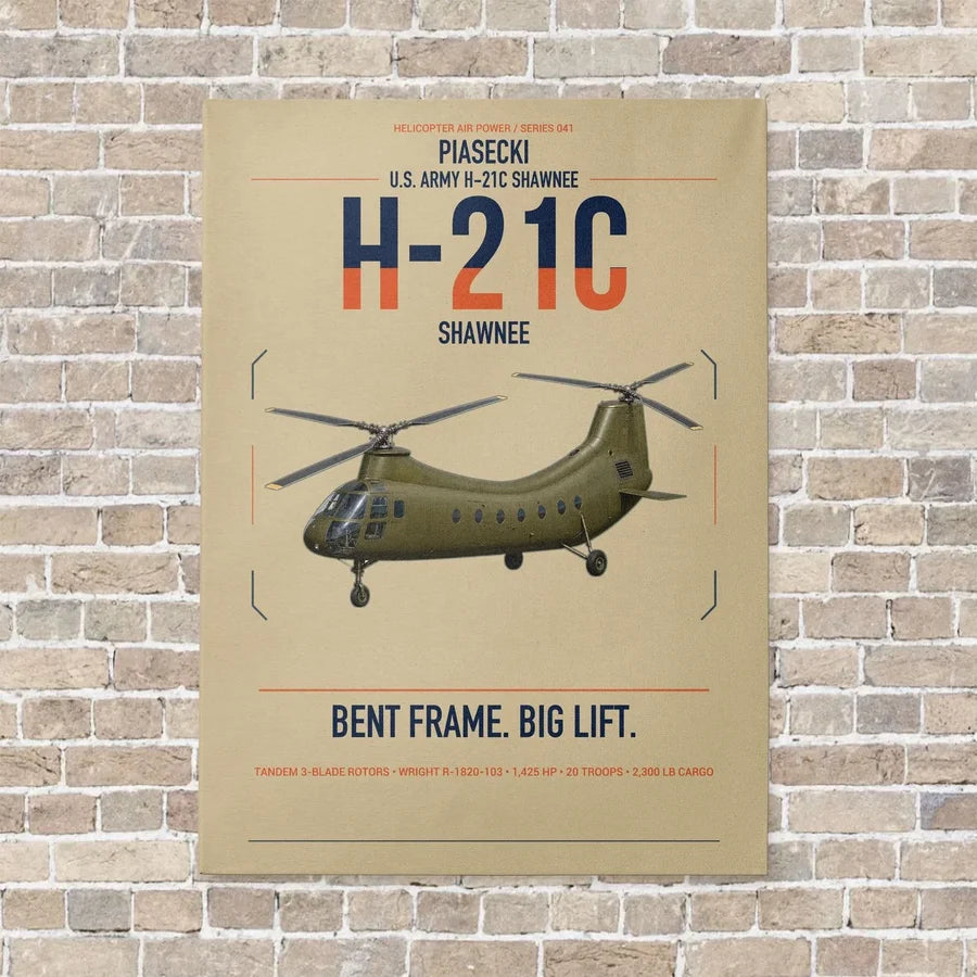 Piasecki H-21C Shawnee vertical canvas print - no frame - beige background