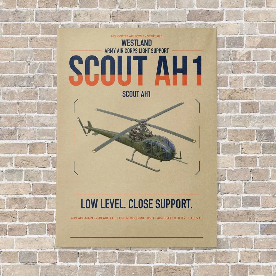 Westland Scout AH1 vertical canvas print - no frame - beige background