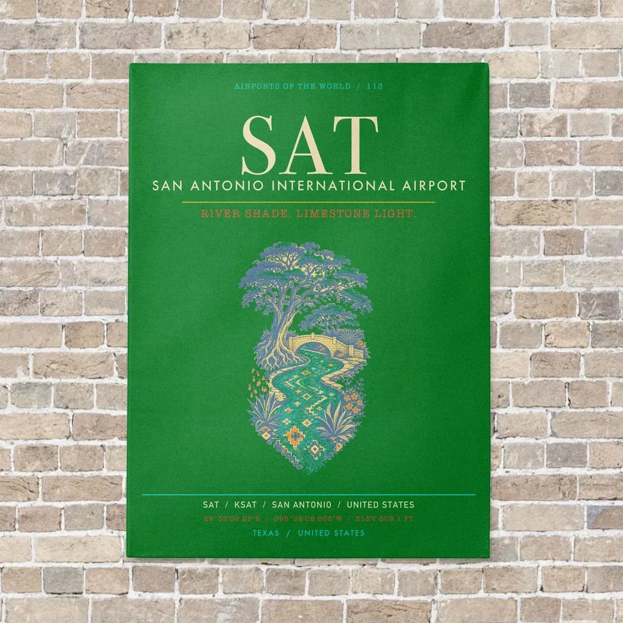 San Antonio International Airport SAT - Canvas Framed - Green