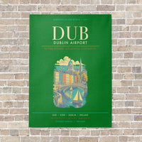 Thumbnail for Dublin Airport DUB - Canvas Framed - Green