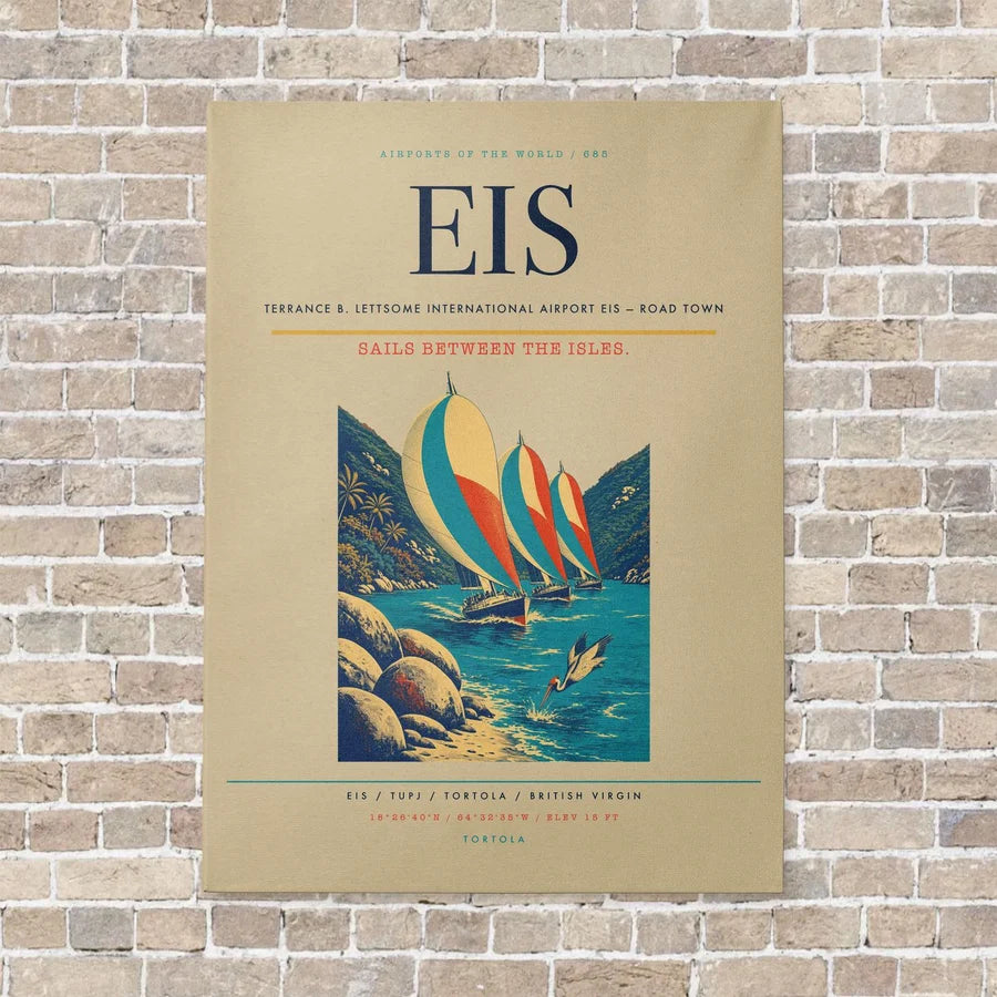 Terrance B. Lettsome International Airport EIS — Road Town vertical canvas print - no frame - beige background