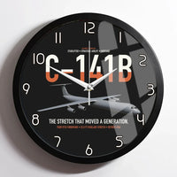 Thumbnail for C-141B Starlifter design on black framed wall clock