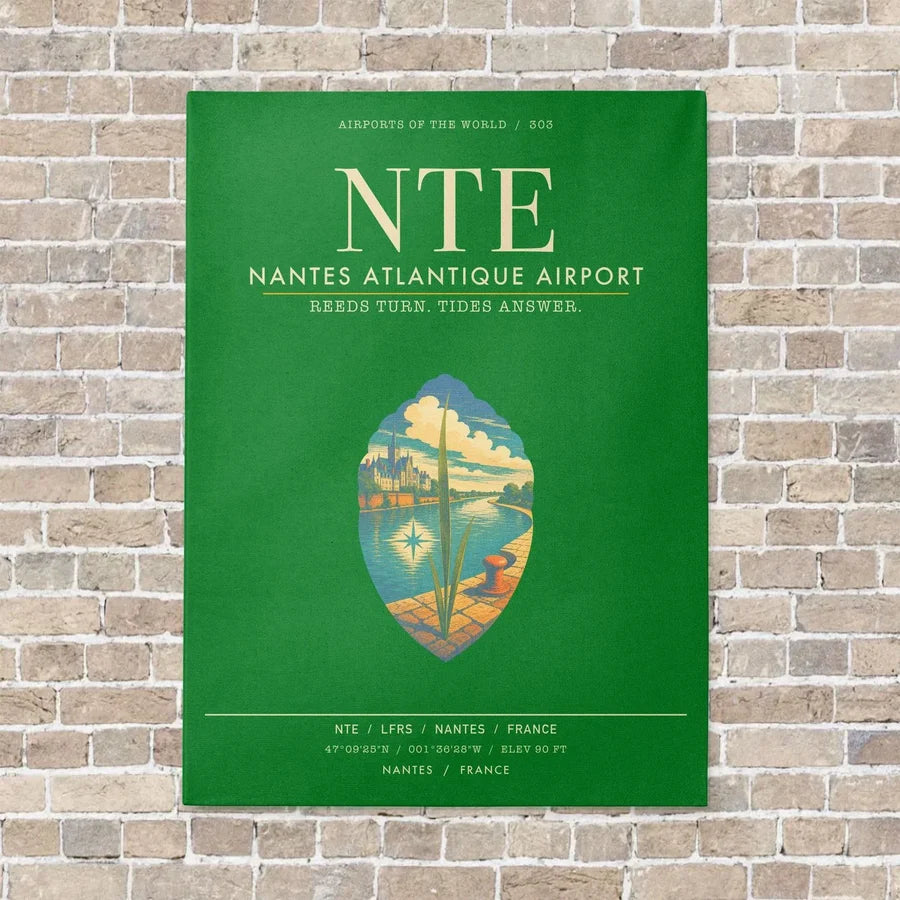Nantes Atlantique Airport NTE - Canvas Framed - Green