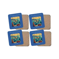 Thumbnail for The Glacier Lagoon Touch - Designed Coasters design on blue 4-pieces-set