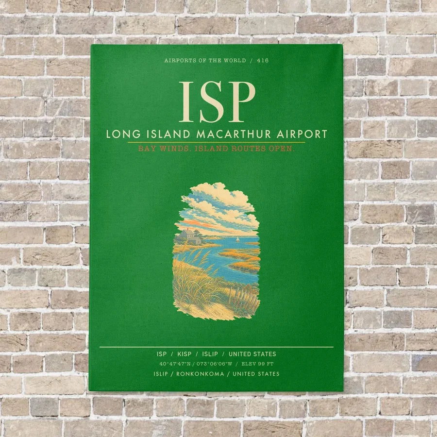 Long Island MacArthur Airport ISP - Canvas Framed - Green