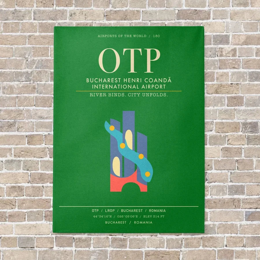 Bucharest Henri Coanda International Airport OTP - Canvas Framed - Green