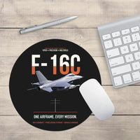 Thumbnail for F-16C Fighting Falcon One Airframe Every Mission design on black round mouse pad