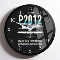 Thumbnail for Tecnam P2012 Traveller design on black framed wall clock