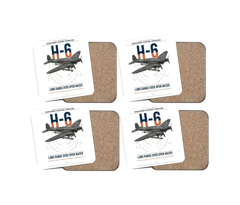 Heinkel He 111H-6 design on white 4 pieces set coaster