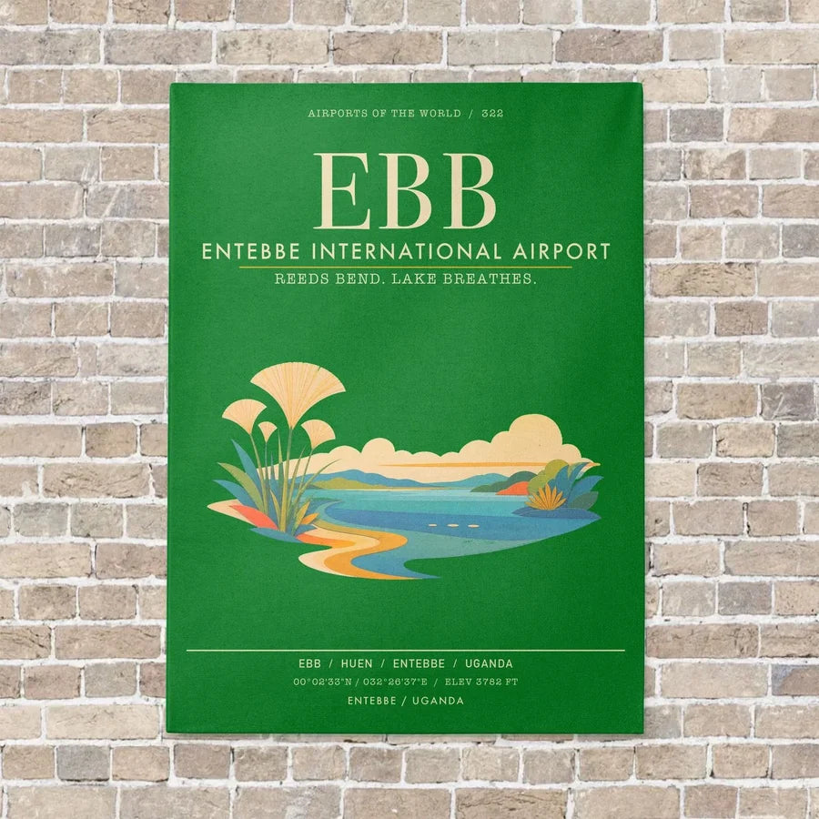 Entebbe International Airport EBB - Canvas Framed - Green